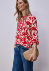 Street One Floral Ribbed Neck Blouse, Red