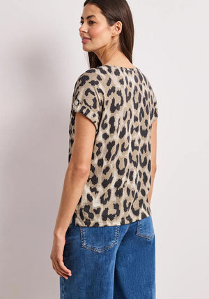 Street One Leopard Print Round Neck T-Shirt, Brown