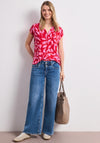 Street One Jersey Floral Short Sleeve Blouse, Red & Pink