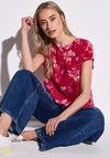 Street One Floral Print Top, Red