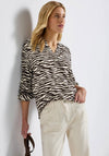 Street One Zebra V Neck Blouse, Brown