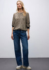 Street One Leopard Print Rib Cuff Top, Beige