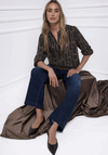 Street One Geometric Print V Neck Blouse, Brown