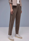 Street One Stripe Side Slim Leg Ankle Grazer Trousers, Brown