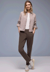 Street One Stripe Side Slim Leg Ankle Grazer Trousers, Brown