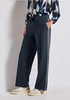 Street One Wide Leg Striped Side Trousers, Navy