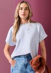 Street One Lurex Rib Neck T-Shirt, Light Blue