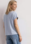 Street One Lurex Rib Neck T-Shirt, Light Blue