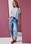 Street One Lurex Rib Neck T-Shirt, Light Blue