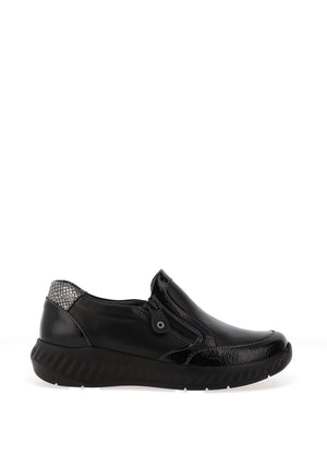 Suave Burgos Leather Slip On Comfort Shoe, Black