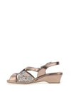 Suave Womens Capri Metallic Leather Multi Strap Sandals, Bronze