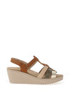 Suave Womens Lima T Bar Multi Strap Wedge Sandals, Brown