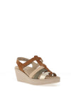 Suave Womens Lima T Bar Multi Strap Wedge Sandals, Brown