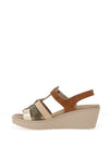 Suave Womens Lima T Bar Multi Strap Wedge Sandals, Brown