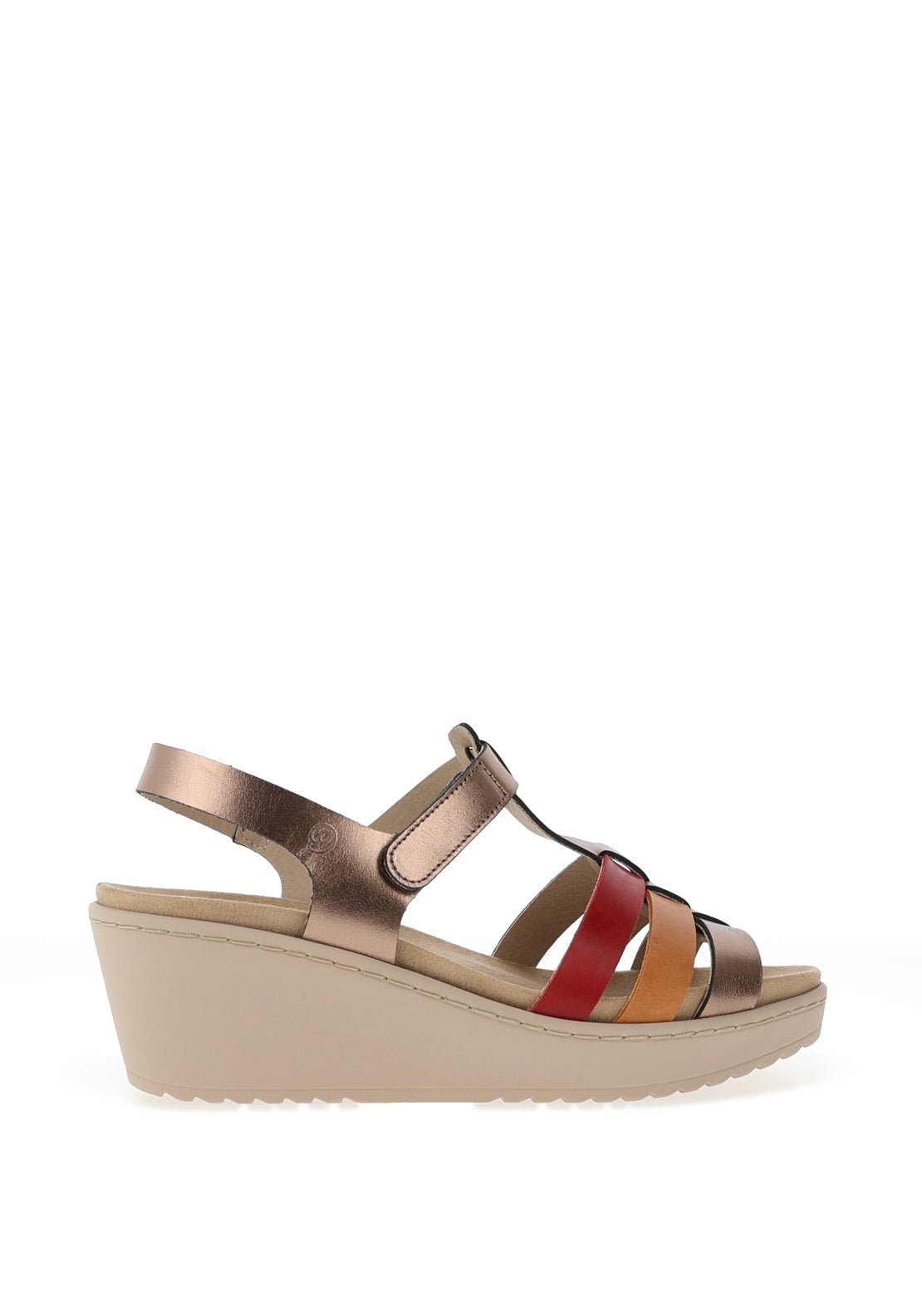 Suave Womens Lima T Bar Multi Strap Wedge Sandals, Rose Gold