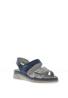 Suave Womens Manila Metallic Leather Velcro Strap Sandals, Cobalt