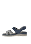 Suave Womens Manila Metallic Leather Velcro Strap Sandals, Cobalt