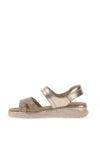 Suave Womens Manila Metallic Leather Velcro Strap Sandals, Gold