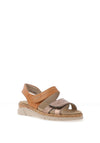 Suave Womens Manila Metallic Leather Velcro Strap Sandals, Tan