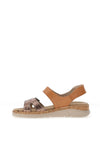 Suave Womens Manila Metallic Leather Velcro Strap Sandals, Tan