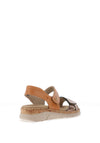 Suave Womens Manila Metallic Leather Velcro Strap Sandals, Tan