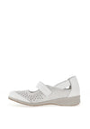 Suave Womens Mary Jane Leather Velcro Strap Shoes, White