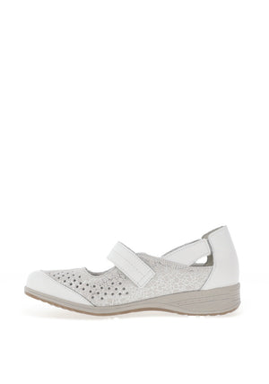 Suave Womens Mary Jane Leather Velcro Strap Shoes, White