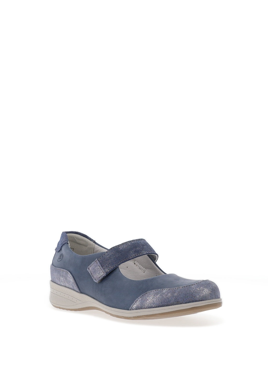 Suave Naomi Leather Shimmering Velcro Strap Shoes, Cobalt Blue