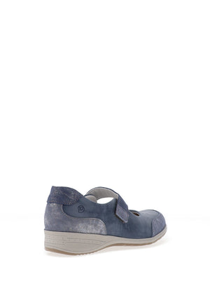 Suave Naomi Leather Shimmering Velcro Strap Shoes, Cobalt Blue