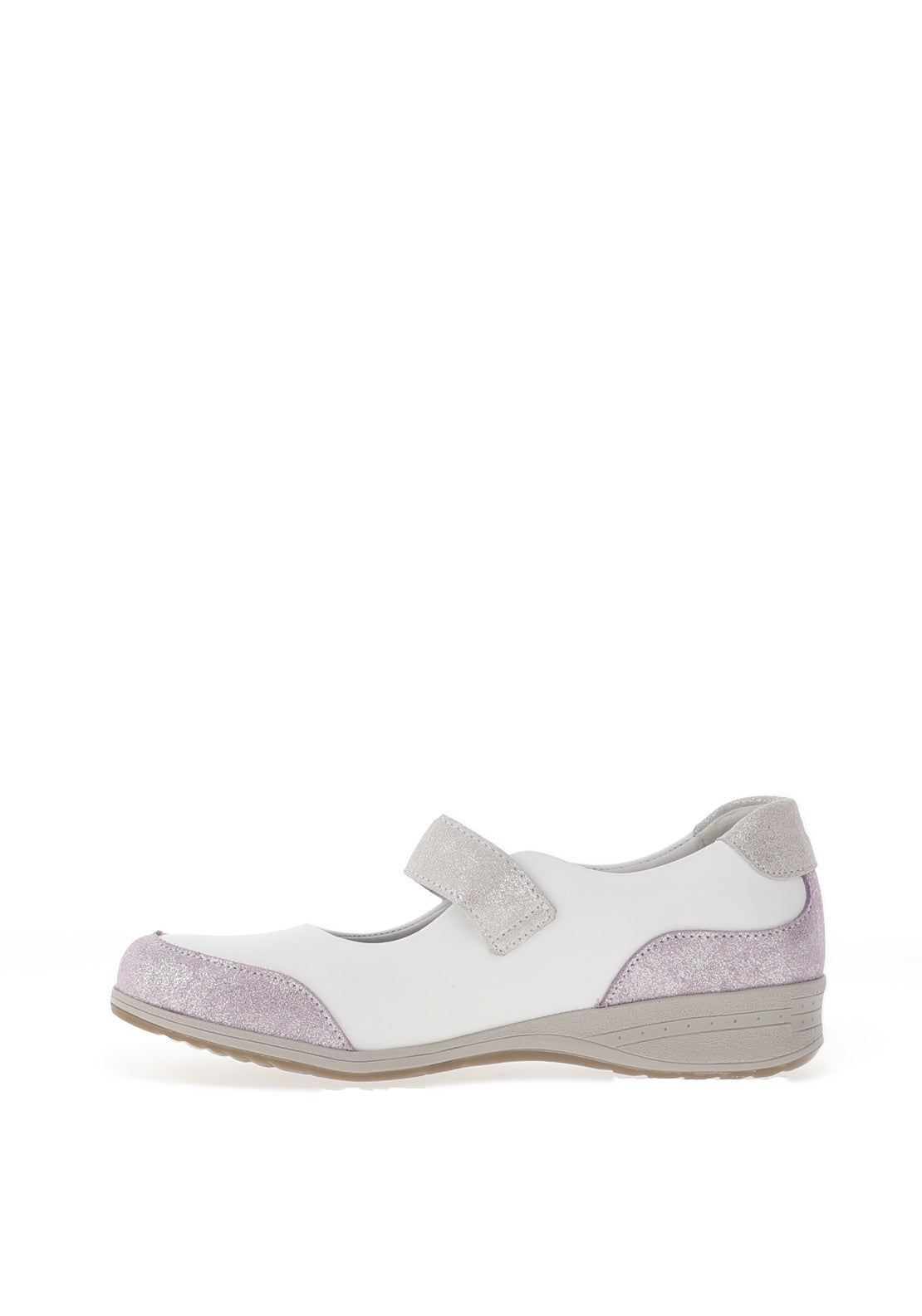 Suave Naomi Leather Shimmering Velcro Strap Shoes, White