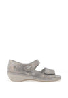 Suave Womens Yolanda Leather Velcro Strap Sandals, Platinum
