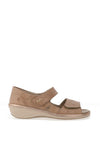 Suave Womens Yolanda Leather Velcro Strap Comfort Sandals, Light Brown