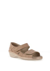 Suave Womens Yolanda Leather Velcro Strap Comfort Sandals, Light Brown