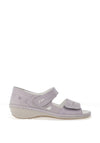 Suave Womens Yolanda Leather Velcro Strap Comfort Sandals, Grey