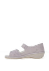 Suave Womens Yolanda Leather Velcro Strap Comfort Sandals, Grey
