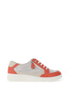 Suave Joy Leather Glitter Panelled Trainers, Coral