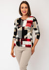 Sunday Abstract Geometric Print Top, Red Multi