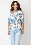 Sunday Leaf Print Top, White Multi