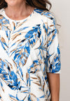 Sunday Leaf Print Top, White Multi