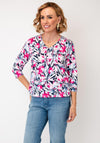Sunday Cropped Sleeve Floral Print Top, Pink Multi