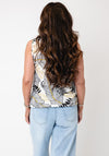 Sunday Leaf Print Tank Top, White Multi