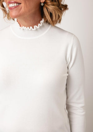 Sunday by Godske Ribbed High Neck Jumper, White