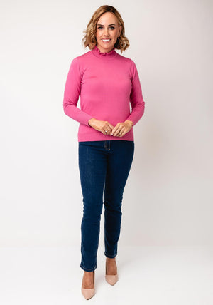 Sunday by Godske Ribbed High Neck Jumper, Pink