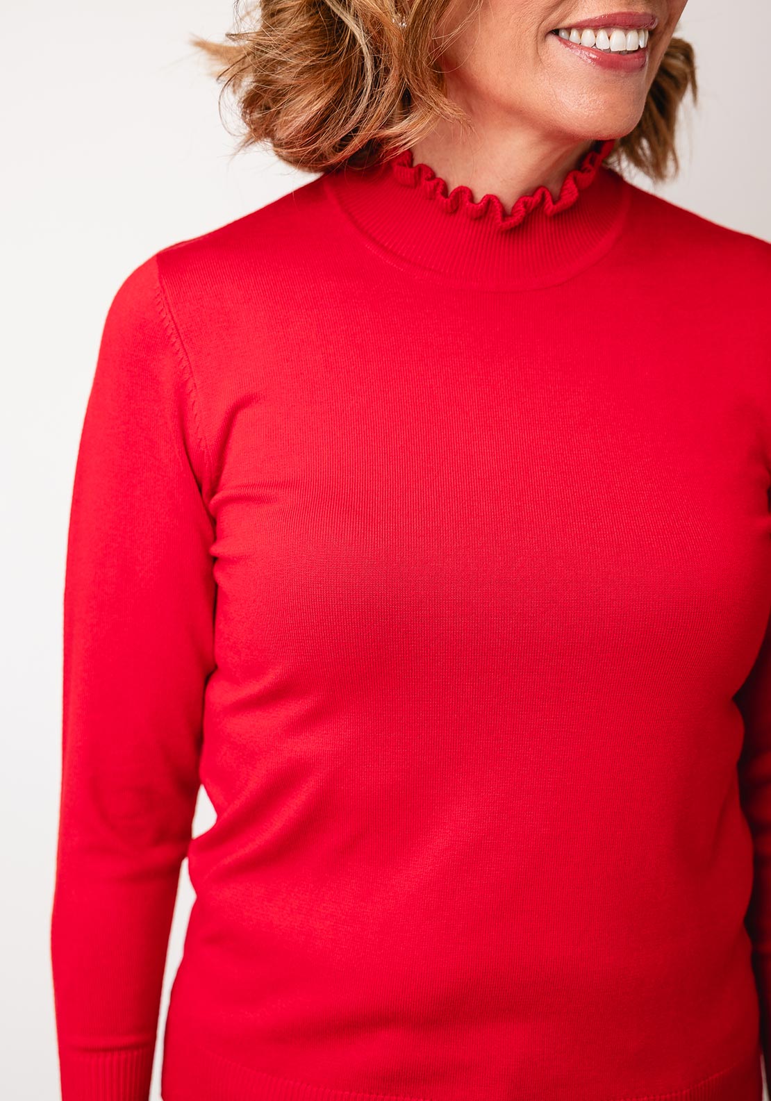 Sunday by Godske Ribbed High Neck Jumper, Red