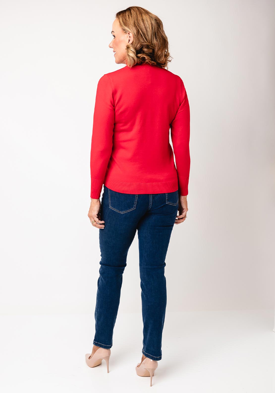 Sunday by Godske Ribbed High Neck Jumper, Red