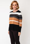 Sunday Striped Fine Knit Sweater, Black Multi