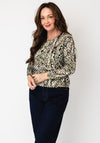 Sunday Abstract Print Round Neckline Top, Green Multi