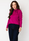 Sunday Ribbed Basic Round Neck with Tie Detail Top, Pink