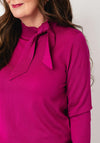 Sunday Ribbed Basic Round Neck with Tie Detail Top, Pink