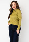 Sunday Ribbed Basic Round Neck with Tie Detail Top, Green